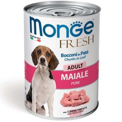Monge Fresh Dog Adult Pork – Консервований корм зі свининою для дорослих собак усіх порід (шматочки в паштеті) 400 г