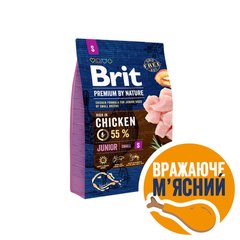 Brit Premium (Бріт Преміум) by Nature JUNIOR S - Сухий корм з куркою для цуценят і молодих собак дрібних порід 3 кг