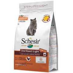 Schesir (Шезир) Cat Sterilized & Light - Сухой монопротеиновый корм с курицей для стерилизованных кошек и кастрированных котов, для котов склонных к полноте 400 г