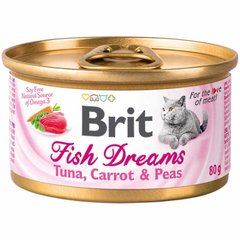 Brit (Брит) Fish Dreams Tuna, Carrot & Peas - Консервы с тунцом, морковью и горохом для кошек 80 г
