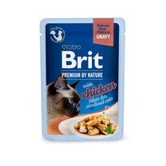 Brit Premium (Брит Премиум) Delicate Fillets in Gravy Chicken for Sterilised pouch - Влажный корм для стерилизованных котов и кошек, филе курицы в соусе 85 г