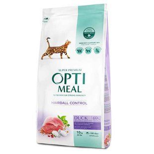 OptiMeal (ОптиМил) Duck Hairball Control Cat &ndash; Сухой корм с уткой для кошек, способствующий выведению шерсти из Жкт, 10 кг