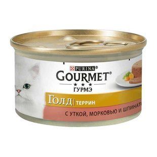 Gourmet (Гурме) Gold - Консервований корм з качкою, морквою і шпинатом для дорослих котів (террін) 85 г
