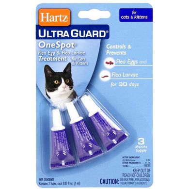 Hartz (Хартс) Ultra Guard One Spot - Капли для котов от яиц блох и их личинок 3 шт./уп.