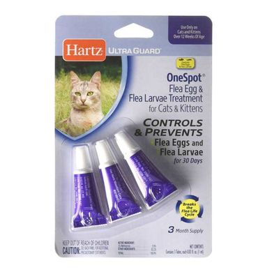 Hartz (Хартс) Ultra Guard One Spot - Капли для котов от яиц блох и их личинок 3 шт./уп.