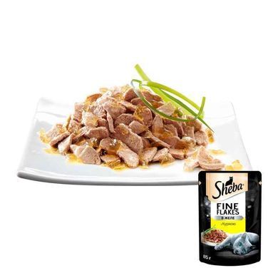 Sheba (Шеба) Black&Gold Fine Flakes - Влажный корм с курицей для котов (кусочки в желе) 85 г