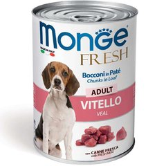 Monge (Монж) Fresh Dog Adult Veal – Консервированный корм с телятиной для взрослых собак всех пород (кусочки в паштете) 400 г