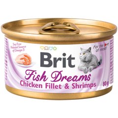Brit (Брит) Fish Dreams Chicken Fillet & Shrimps - Консервы с куриным филе и креветками для кошек 80 г