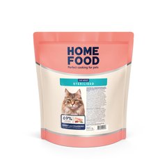 Сухий корм HOME FOOD (Хоум фуд) для дорослих кастрованих котів та стерилізованих кішок - Кролик та журавлина 200 г