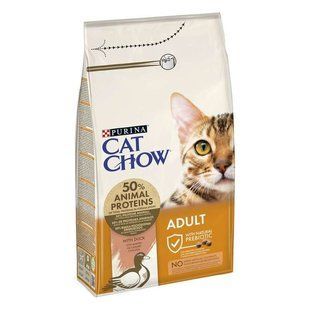 Cat Chow (Кэт Чау) Adult Duck - Сухой полнорационный корм с уткой для взрослых кошек, 1,5 кг