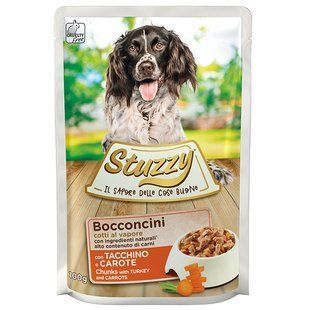 Stuzzy (Штузи) Dog Turkey Carrot - Консервированный корм с индейкой и морковью для собак всех пород (кусочки в соусе) 100 г