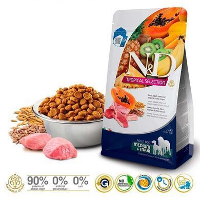 Farmina (Фармина) N&D Tropical Selection Lamb Adult Medium&Maxi Dog - Низкозерновой сухой корм с ягненком и тропическими фруктами для взрослых собак средних и больших пород, 10 кг