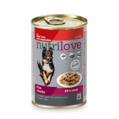 Nutrilove (Нутрілав) Beef, liver and vegetabley in jelly - Консерви для собак з яловичиною, печінкою і овочами в желе 415 г