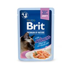 Brit Premium (Брит Премиум) Delicate Fillets in Gravy Salmon for Sterilised pouch - Влажный корм для стерилизованных котов и кошек, филе лосося в соусе 85 г