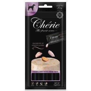 Cherie (Шери) Healthy Living Creamy Treat for Dog Chicken & Sweet potato - Лакомство кремовое пюре из курицы и батата для собак, 4х12 г