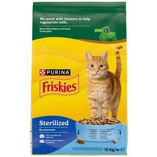Friskies (Фрискис) by Purina Sterilized - Cухой корм с лососем и овощами для стерилизованных кошек, 10 кг