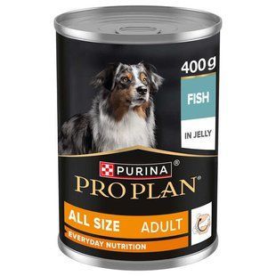Pro Plan (Про План) by Purina Adult - Консервированный корм с рыбой для взрослых собак (кусочки в желе), 400 г
