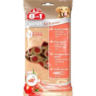 8in1 (8в1) Minis Fish & Tomato - Лакомство для собак c рыбой и томатами, 100 г