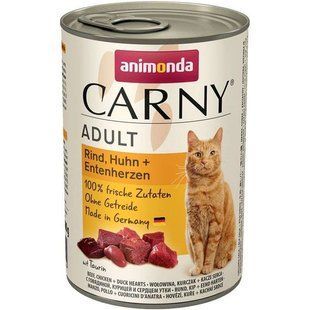 Animonda (Анимонда) Carny Adult - Консервированный корм с говядиной, курицей и сердцем утки для взрослых котов (рубленное мясо) 200 г