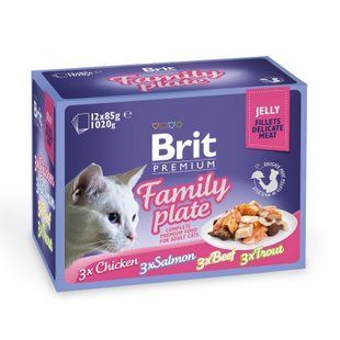 Brit Premium (Бріт Преміум) Cat Family Plate Jelly - Набір паучів "Родинна тарілка" в желе для котів 12х85 г