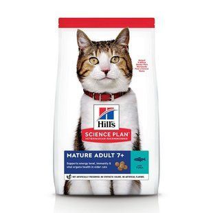 Hills Science Plan Mature Adult 7+ with Tuna - Сухой корм с тунцом для взрослых котов старше 7 лет, 1,5 кг