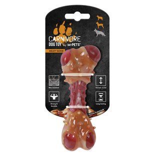 M-Pets (М-Петс) Carnivore Dog Toy Meaty Bone - Іграшка гумова Кістка з ароматом бекону для собак, 13,5х5,7х4,9 см