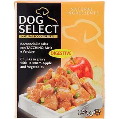 Dog Select (Дог Селект) Turkey,Apple&Vegetables – Вологий корм з індичкою, яблуками і овочами для собак (шматочки в соусі) 375 г