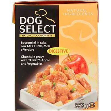 Dog Select (Дог Селект) Turkey, Apple&Vegetables – Влажный корм с индейкой, яблоками и овощами для собак (кусочки в соусе) 375 г