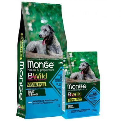 Monge (Монж) BWild Grain Free Anchovies Adult All Breeds - Беззерновой корм c анчоусом для взрослых собак различных пород 2,5 кг