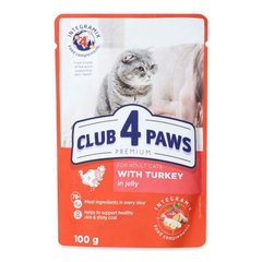 Club 4 Paws (Клуб 4 Лапы) Premium Adult Cat Turkey in Jelly - Влажный корм с индейкой для взрослых котов (кусочки в желе) 100 г