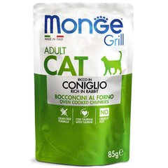 Monge (Монж) Grill Adult Cat Rabbit – Консервированный корм с кроликом для взрослых котов (кусочки в желе) 85 г