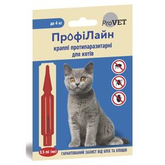 Pro VET (ПроВет) Профілайн - Краплі протипаразитарні на холку для котів до 4 кг