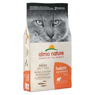 Almo Nature (Альмо Натюр) Holistic Cat Fresh Oily Fish - Сухой корм с жирными сортами рыбы для кошек, 12 кг