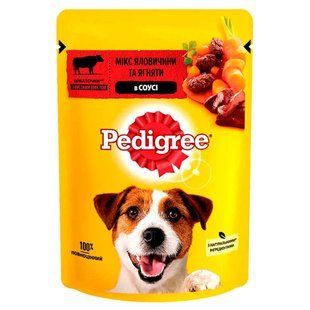 Pedigree (Педигри) - Влажный корм с говядиной и ягнёнком в соусе для собак, 100 г