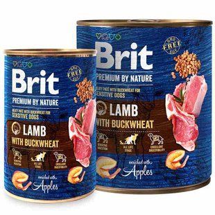 Brit Premium (Брит Премиум) by Nature Lamb with Buckwheat - Консервированный корм с ягненком и гречкой для собак (паштет), 6x400 г (box)