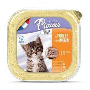 Plaisir (Плєзір) Kitten Chicken&Milk Terrine - Повнораціонний вологий корм з куркою та молоком для кошенят (террін) 100 г