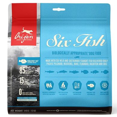 Orijen (Ориджен) Six Fish Dog - Сухой корм из мяса 6-и видов рыбы для собак всех пород и всех стадий жизни 340 г