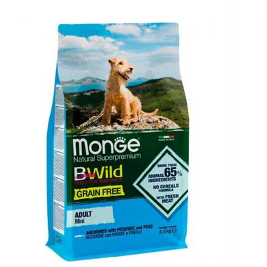Monge (Монж) BWild Grain Free Anchovies Adult Mini - Беззерновой корм c анчоусом для взрослых собак мелких пород 2,5 кг