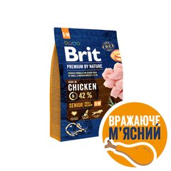 Brit Premium (Бріт Преміум) by Nature SENIOR S+M - Сухий корм з куркою для літніх собак дрібних і середніх порід 3 кг