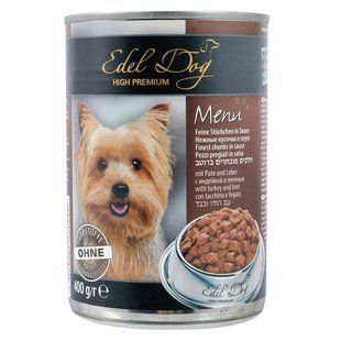 Edel (Едел) Dog Menu - Консервированный корм с индейкой и печенью для собак 400 г