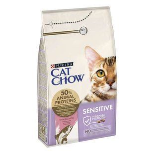 Cat Chow (Кэт Чау) Sensitive - Сухой корм для кошек с чувствительным пищеварением, 1,5 кг
