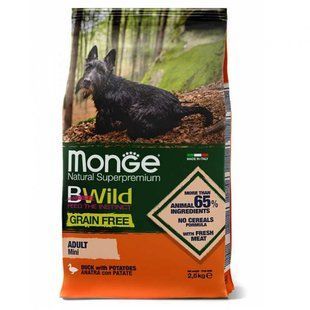 Monge (Монж) BWild Grain Free Duck Adult Mini - Беззерновой корм с уткой для взрослых собак мелких пород 2,5 кг