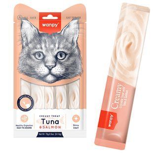 Wanpy (Ванпи) Creamy Lickable Treats Tuna & Salmon тунец с лососем - жидкое лакомство для котов