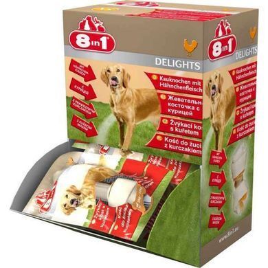 8in1 (8в1) Delights Bone Strong - Кісточки для чищення зубів з м'ясом курки, 30 штук, 30 шт./уп.