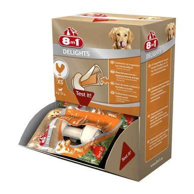 8in1 (8в1) Delights Bone Strong - Кісточки для чищення зубів з м'ясом курки, 30 штук, 30 шт./уп.