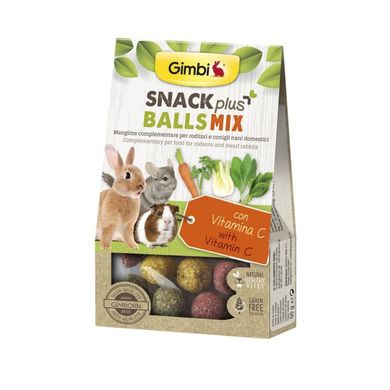 Gimpet (ДжімПет) Gimbi Snack Plus Balls Mix – Ласощі для гризунів, кульки 50 г