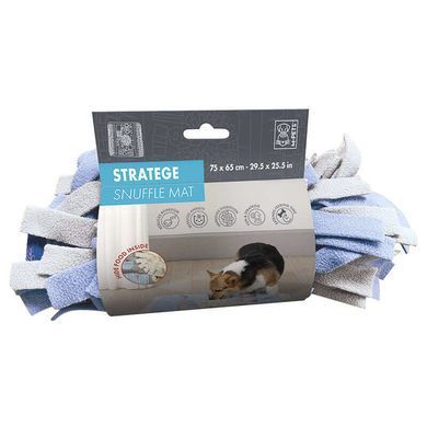 M-Pets (М-Петс) Stratege Snuffle Mat Rectangle - Нюхательный коврик интерактивный Стратегия для собак (прямоугольный), Голубой / Белый, 70х65х2 см