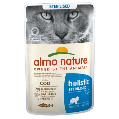 Almo Nature (Альмо Натюр) Holistic Sterilised Cat Cod - Влажный корм с треской для стерилизованных котов (кусочки в желе) 70 г
