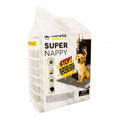 Croci (Крочі) Super Nappy Carbon - Одноразові гігієнічні пелюшки з активованим вугіллям для собак та котів - 30 шт., 84 x 57 см
