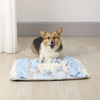 M-Pets (М-Петс) Stratege Snuffle Mat Rectangle - Нюхательный коврик интерактивный Стратегия для собак (прямоугольный), Голубой / Белый, 70х65х2 см